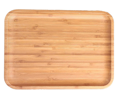 Platou Pufo din lemn de bambus pentru servire alimente, aperitive, dulciuri, pizza, 30 cm, maro
