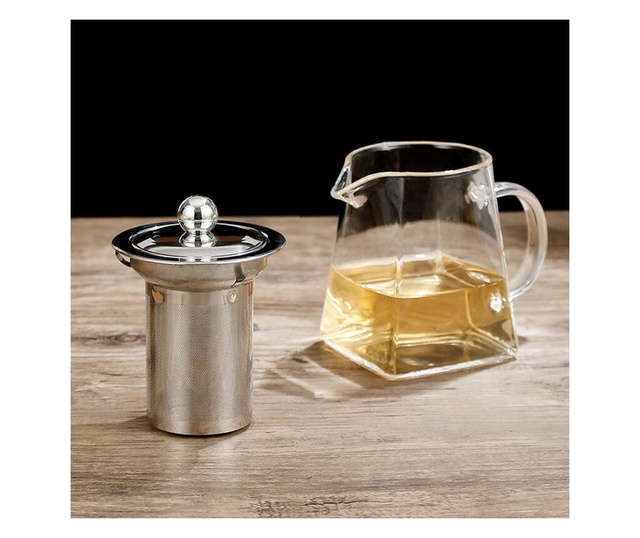 Комплект чайник с цедка и чаши Quasar & Co., 750 ml/2 x 250 ml, прозрачен