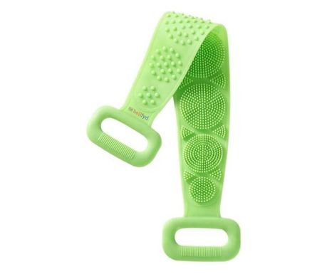 Perie Tip Exfoliant BellFyd® pentru spate, din silicon, cu maner si functie de masaj, curatare si exfoliare, Verde