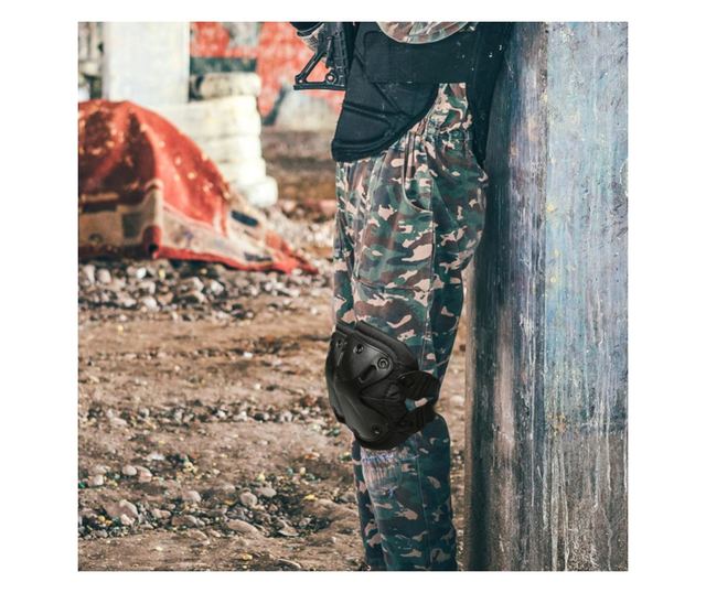IdeallStore® védőkészlet, Tactical Gear, térdvédők és kartámaszok, nejlon, univerzális méret, fekete