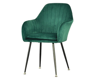 Set 2 scaune dining din catifea si metal, 58x46x85 cm, verde, Ambienture