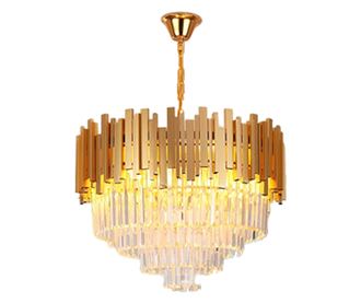 Candelabru RFAN, Model WL339/500, Textura Cristal, Metal, 8 X E27, Auriu