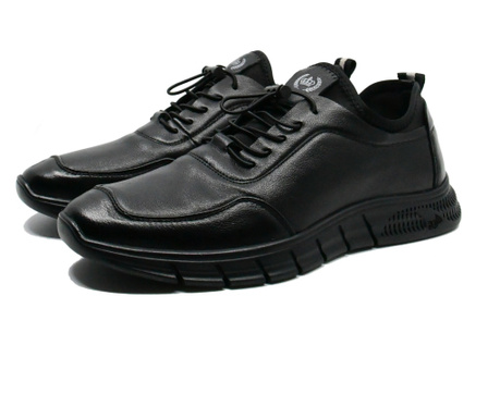 Pantofi sport Franco Gerardo negri din piele naturală cu granulații-40 EU