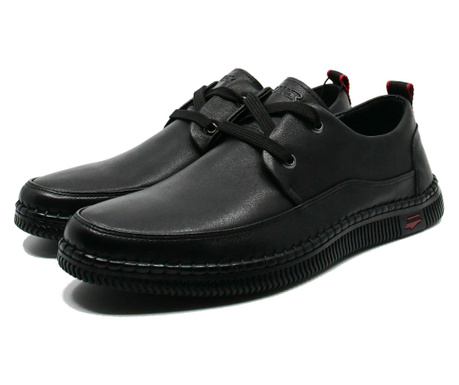 Pantofi casual-office bărbați Otter negri din piele naturală-44 EU