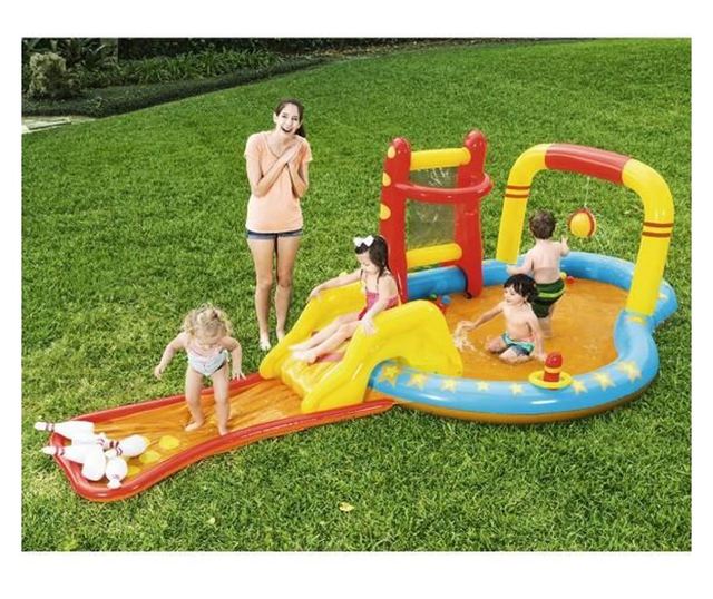 Piscina gonflabila pentru copii, de joaca, cu tobogan, 435x213x117 cm, Bestway Lil' Champ