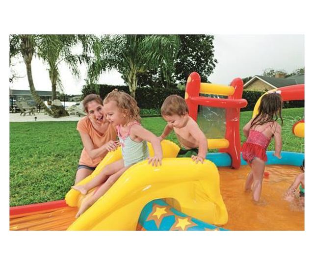 Piscina gonflabila pentru copii, de joaca, cu tobogan, 435x213x117 cm, Bestway Lil' Champ