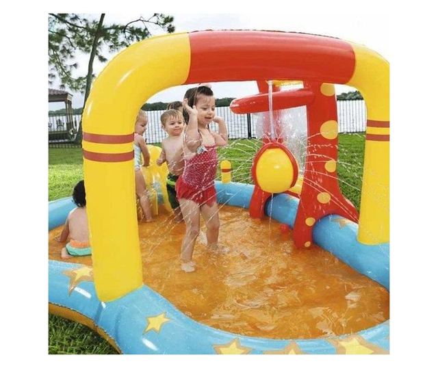 Piscina gonflabila pentru copii, de joaca, cu tobogan, 435x213x117 cm, Bestway Lil' Champ