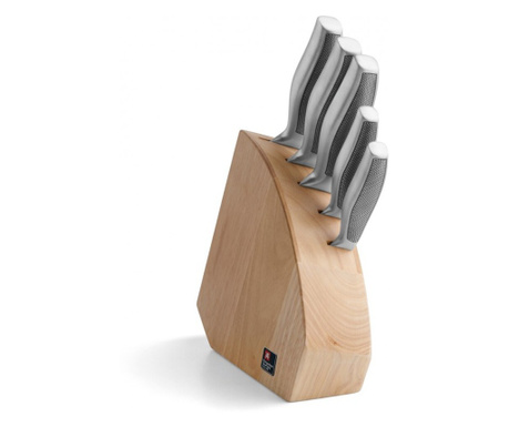 Комплект ножове Richardson Sheffield, Дървена поставка, 5 броя, Inox