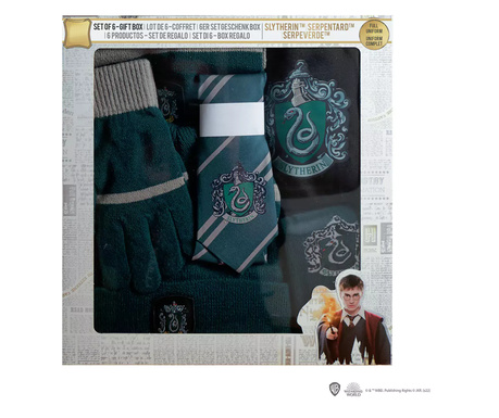 Комплект халат и аксесоари Harry Potter IdeallStore®, Къща Слидерин, 6 броя, 10-12 години, зелен