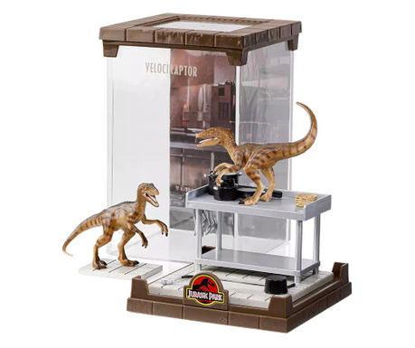 Jurassic Park IdeallStore® gyűjthető figura, Lab Velociraptorok, 18 cm, üvegtartóval együtt