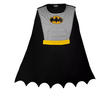 Костюм Батман за деца IdeallStore®, Dark Knight, бюст и пелерина, полиестер, 4-6 години, сив