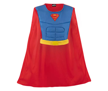 Костюм на Супермен за деца IdeallStore®, Човек от стомана, бюст и пелерина, полиестер, 7-10 години, син