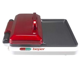 Мултифункционална електрическа скара Beper P101CUD500 4в1, 1000 W, 4 зони, Незалепваща, Червен/бял