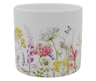 Mască ghiveci, din ceramică, floricele fluturași, 12 cm