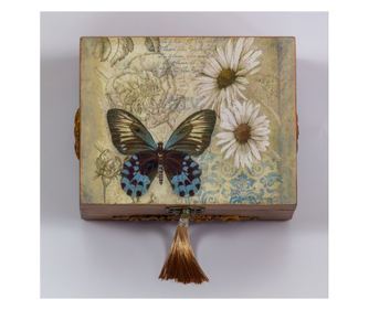 Cutie decorativa cu oglinda,handmade,lemn,15x12x7,5 cm