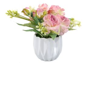 Aranjament Cu Trandafiri, Roz, Plastic, 20Cm - Roz, Plastic, 20cm