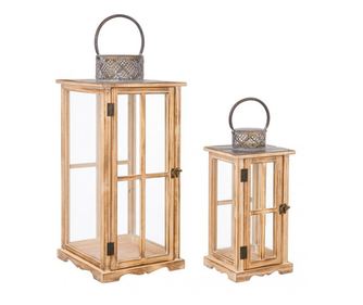 2 db Sharyl natúr lámpás szett 18x18x39 cm; 26x26x59 cm