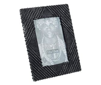 Σετ 2 επιτραπέζιες κορνίζες Zulu από μαύρη και λευκή ρητίνη, 16.5x1.7x21.5 εκ.