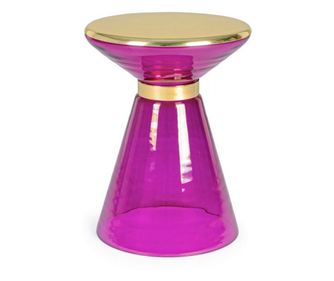 Ροζ Χρυσό Γυάλινο Βοηθητικό Τραπέζι Meriel 36x46 εκ.