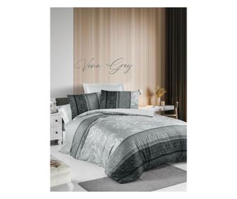 Lenjerie de pat dublu King Premium Satin Deluxe Victoria Vena Grey