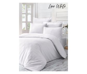 Lenjerie de pat dublu King Premium Exclusive Deluxe Satin Victoria Line White