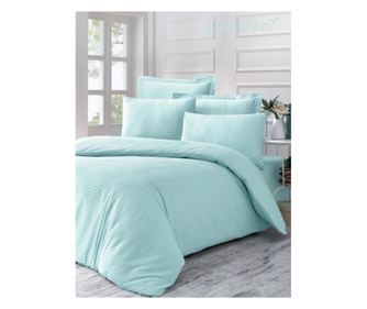 Lenjerie de pat dublu King Premium Exclusive Deluxe Satin Victoria Line Mint