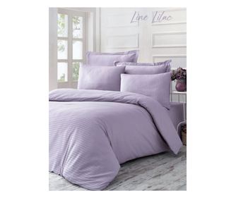 Lenjerie de pat dublu King Premium Exclusive Deluxe Satin Victoria Line Lilac