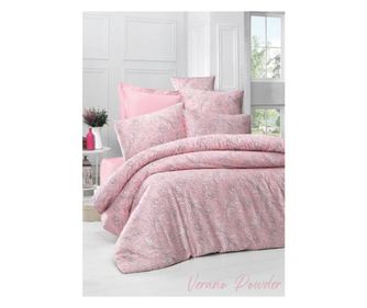Lenjerie de pat dublu King Premium Exclusive Deluxe Satin Victoria Verano Powder