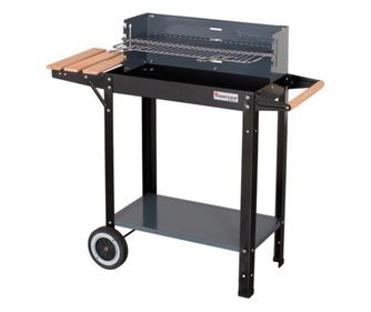 MasterGrill MG909 Ορθογώνια Ψησταριά Κάρβουνου, 53x27 cm, Με Λαβή Μεταφοράς, 2 Ράφια, 2 Τροχοί, Μαύρη