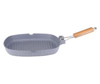 Tigaie grill Rosberg Premium RP54316B24, 24 cm, Inductie, Marmura, Gri