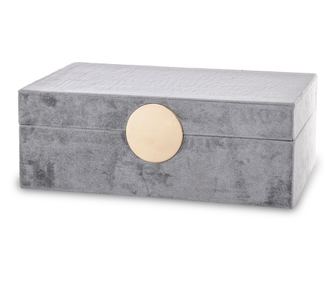 Caseta de bijuterii, catifea gri, 9,5x26,5x14 cm