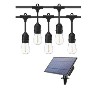 Ghirlanda Luminoasa RFAN, cu Panou Solar, 10 Becuri Incluse, 5m, 10 Fasung E27 , Negru