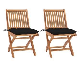 Fekete prnkkal elltott kerti szkek, 2 db, tmr teakfa