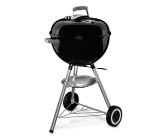 Барбекю на дървени въглища Weber Classic Kettle 1241304, 47 см, Емайлирана стомана, Регулатор за въздух, 2 колела, Термометър, Ч