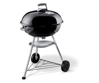 Барбекю на дървени въглища Weber Compact 1321004, 57 см, Контейнер за пепел, Регулатор за въздух, 2 гумени колела, 2 ненагряващи