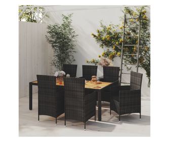 Set vanjskog namještaja s jastucima, 7 komada, crna, poliratan