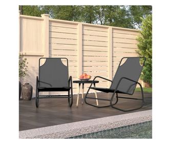 Люлеещи се шезлонги, 2 бр., сиви, стоманени и текстилни