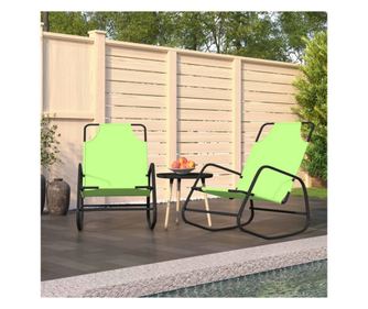Люлеещи се шезлонги, 2 бр., зелени, стоманени и текстилни