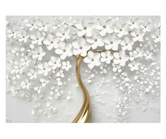 Fototapeta Abstraktno Cvetje Drevo 3D 312x219 cm, Vlies Tapeta, Dekorativna, Stena, Dnevna Soba