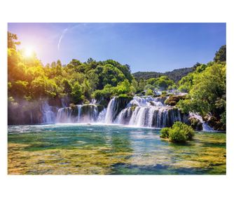 Fototapeta Vodopad Priroda Šuma 254x184 cm, Vlies Tapeta, Dekorativna, Zid, Dnevni boravak