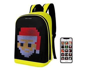 Rucsac Smart cu Display LED, WiFi, Waterproof, Aplicatie Dedicata iOS/Android, Port USB Extern, Galben