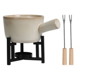 Set fondü Kiváló háztartási eszközök, portelan, 17.6x11.9x7.5 cm, alb/negru