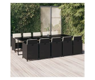 11 rszes fekete polyrattan kerti btor prnkkal