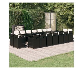 19 rszes fekete polyrattan kerti btor prnkkal