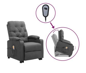 Dvignjivi masažni naslanjač, svetlo siv, tekstil