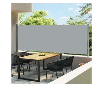Teraszra szerelhet, visszahzhat oldalfal, szrke, 600 x 160 cm