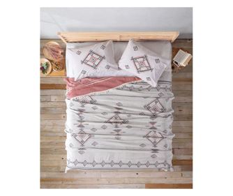 Set pat dublu, cuvertura, cearsaf si 2 fete de perna Cotton Box Edwinn Cinnamon