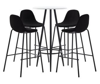 Set za bar, 5 komada, crna, tekstilni materijal