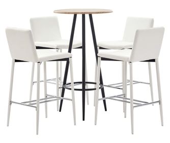 Set za bar, 5 komada, bijela, ekološka koža