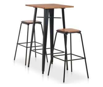 Set bar namještaja, 3 komada, smeđa-crna, čelik